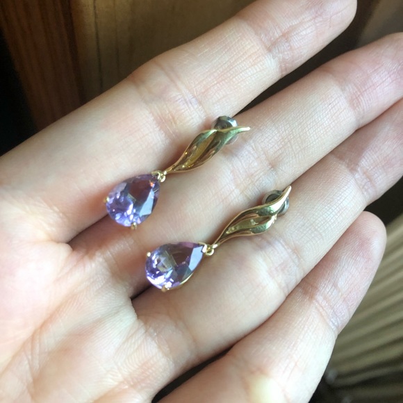 14k amethyst drop earrings - Picture 9 of 14